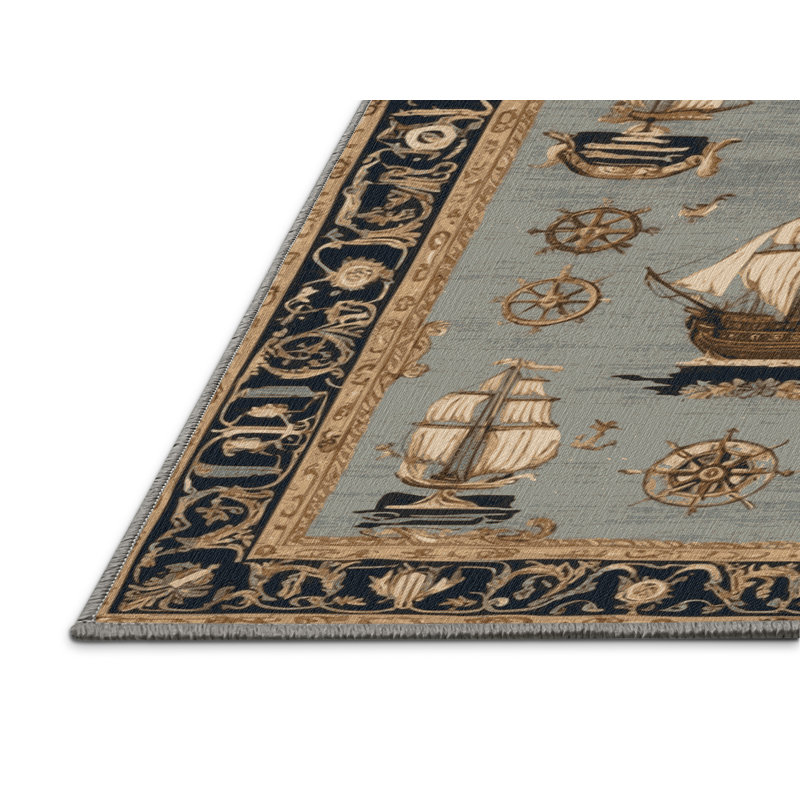 Tapis gris français lavable à la machine, Carré 7 pi