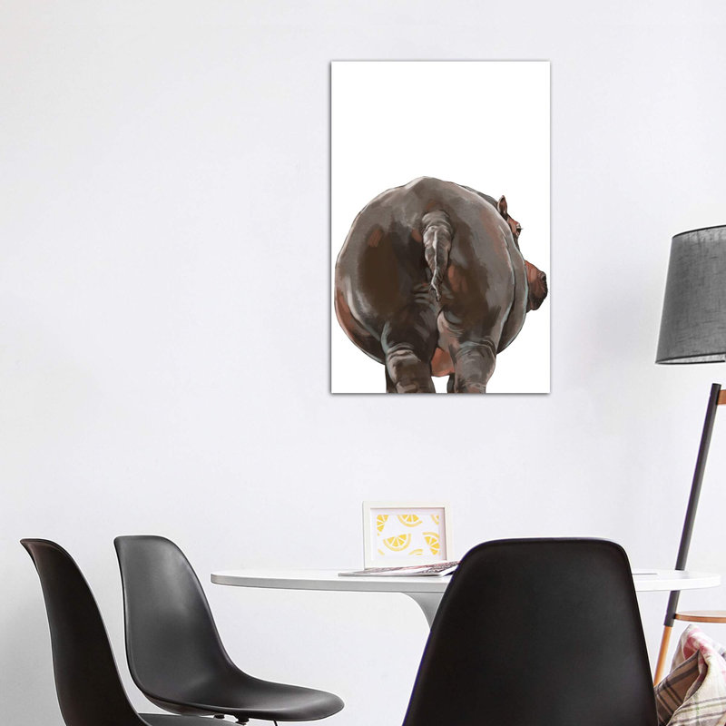 Art hippopotame, Toile tendue, H 48 po x l 32 po x P 1,5 po