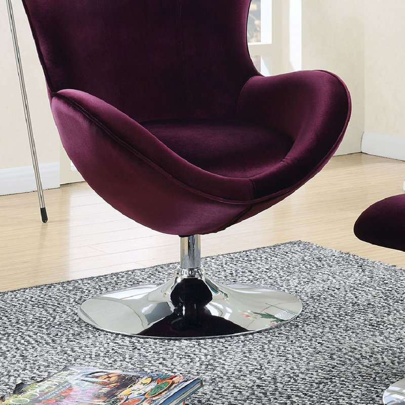 Fauteuil ballon de 28,38 po de largeur avec repose-pieds, Mélange de polyester mauve