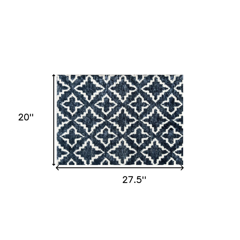 Tapis marocain touffeté à la machine 2 pi x 3 pi bleu marine avec protection UV