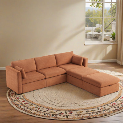 Winfree 112.6" W 5-Piece Modular Sectional with Ottomans 