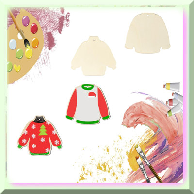Wooden Sweater Ornaments - 20 Pieces Unfinished