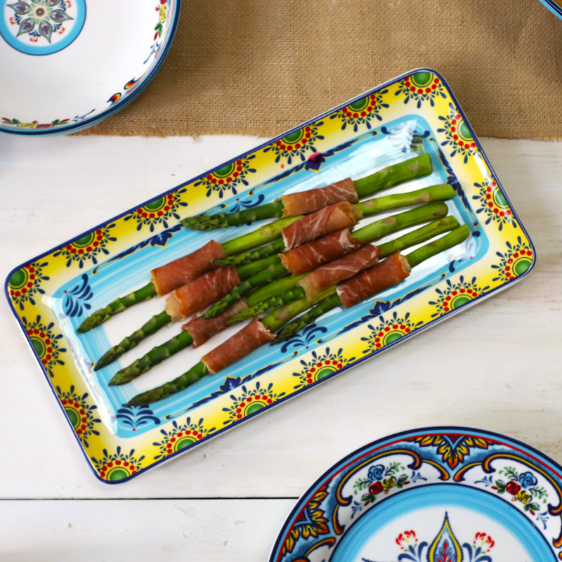 Zanzibar Multicolor Ceramic Floral Appetizer Serving Set