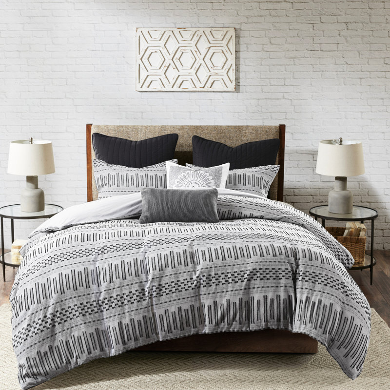 Housse de couette en coton multicolore pour très grand / très grand lit, très grand lit à rayures horizontales
