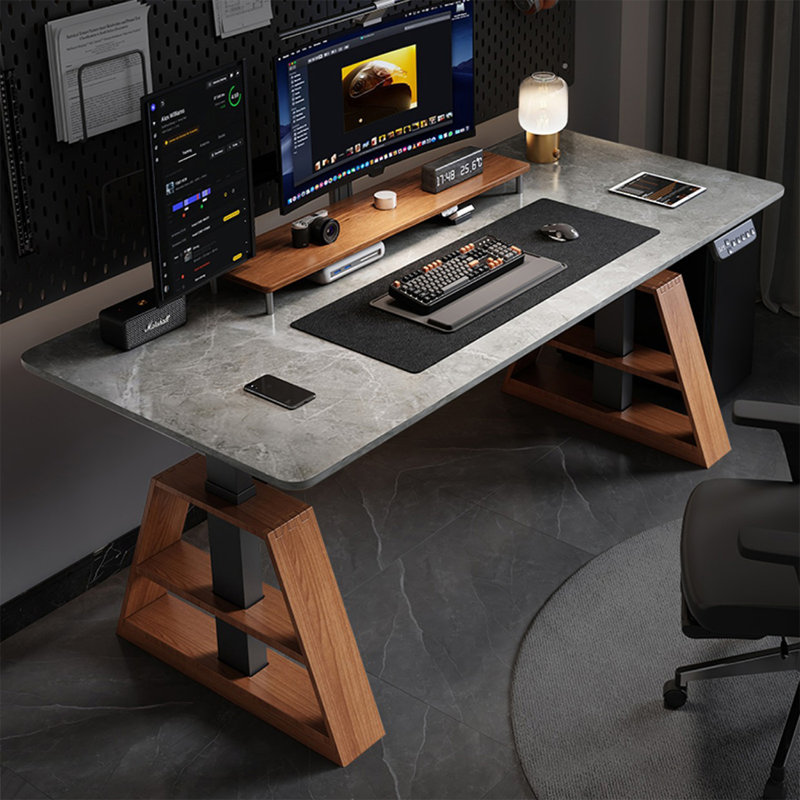 Bureau debout gris en pierre frittée, H 49,21 po x l 70,87 po x P 31,5 po