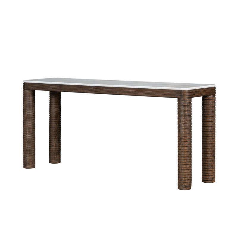 Durham Oak Wood with Grecian White Marble Top 72" Console Table