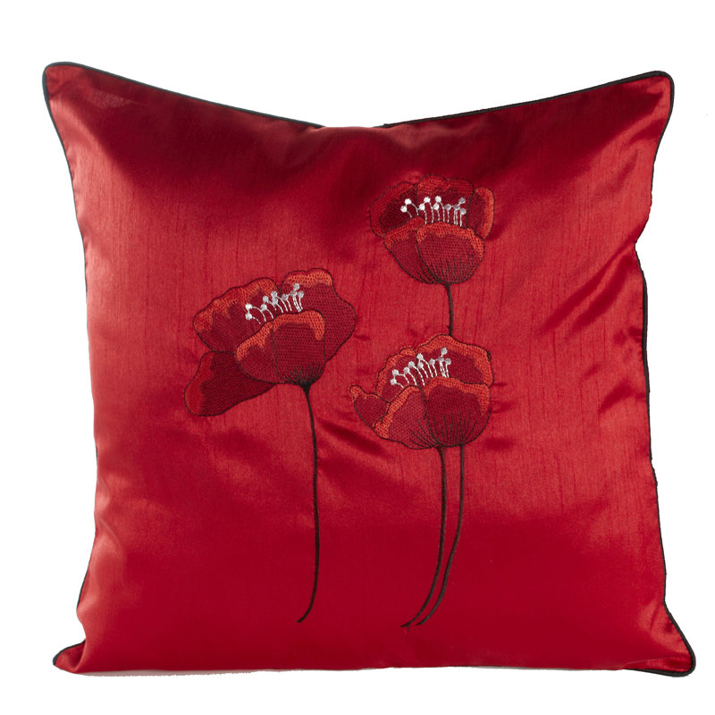 Dav Floral Square Throw Pillow Cover, 45 x 45cm, Red