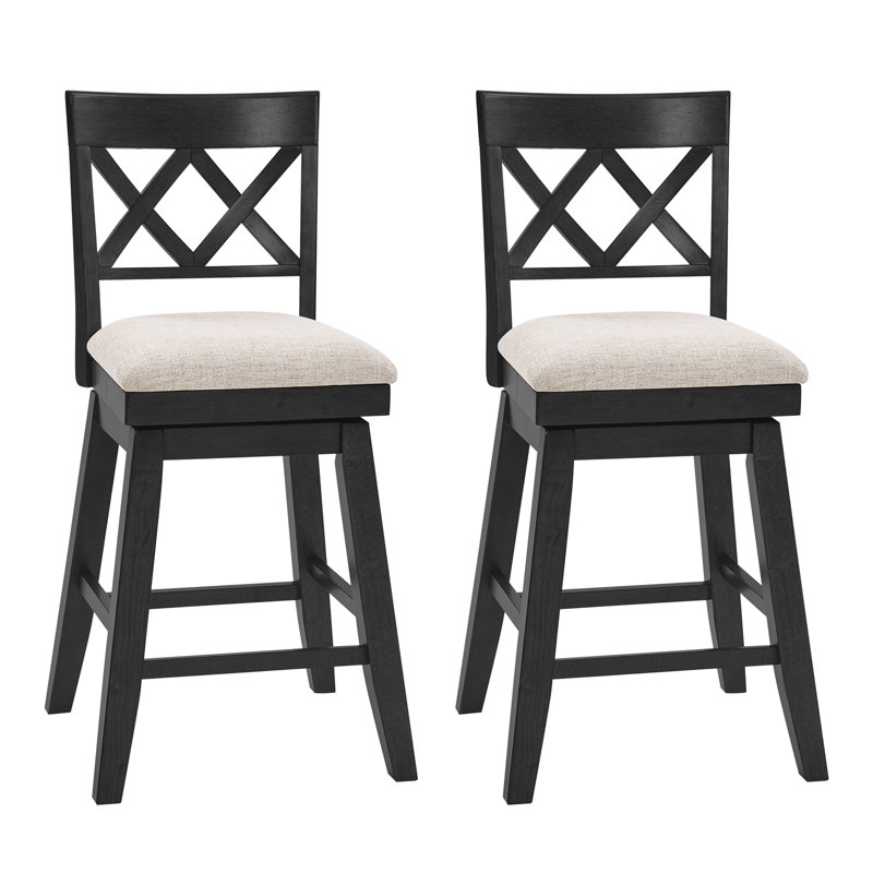 Tabouret de bar en bois massif Modern Farmhouse, Black, 2