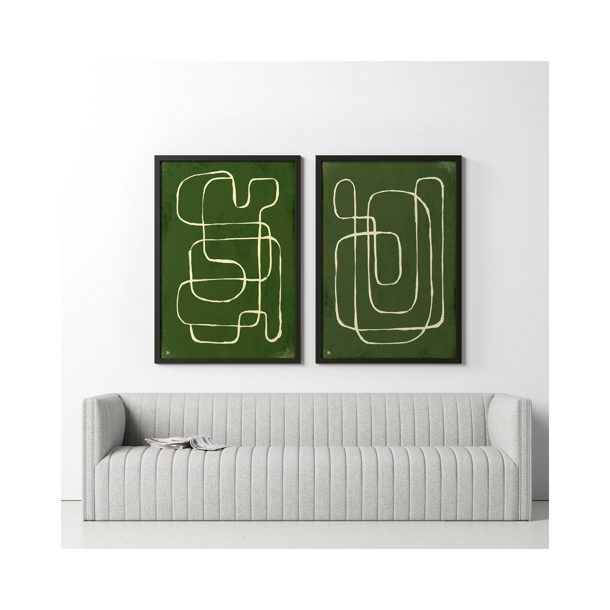 Line Works by StudioM, Black Framed Paper, 50" H x 70" W x 1.25" D