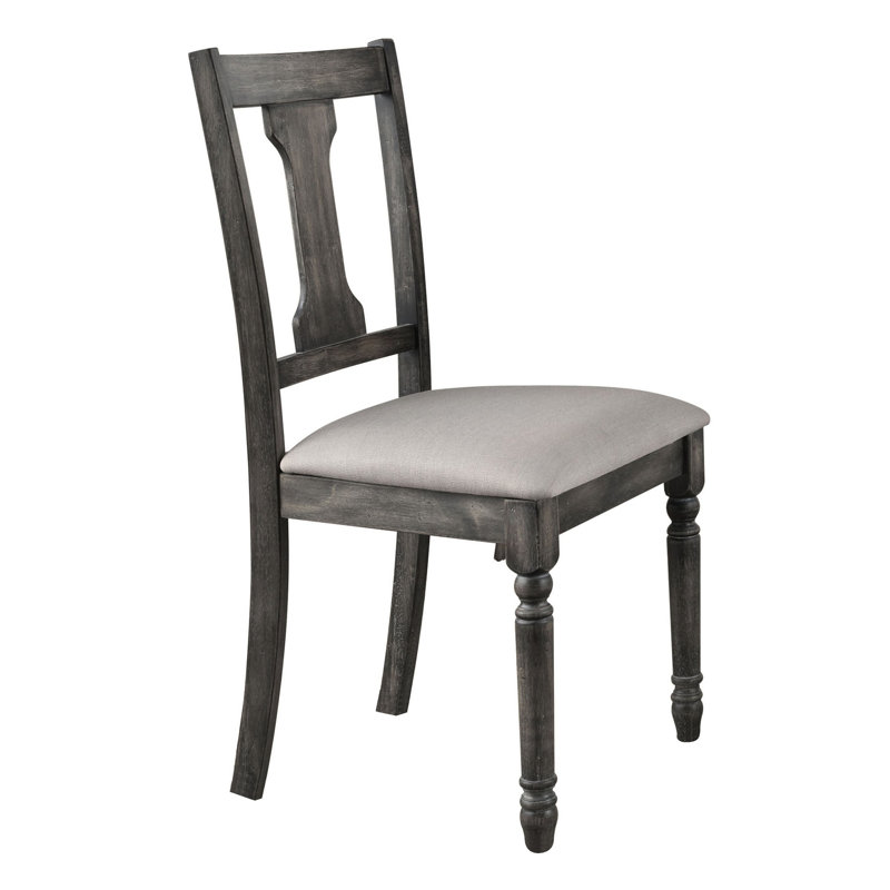Assise à dossier ouvert gris vieilli de 2 places - Coussin en lin brun clair, 2 chaises d'appoint rustiques pour salle à manger, design confortable