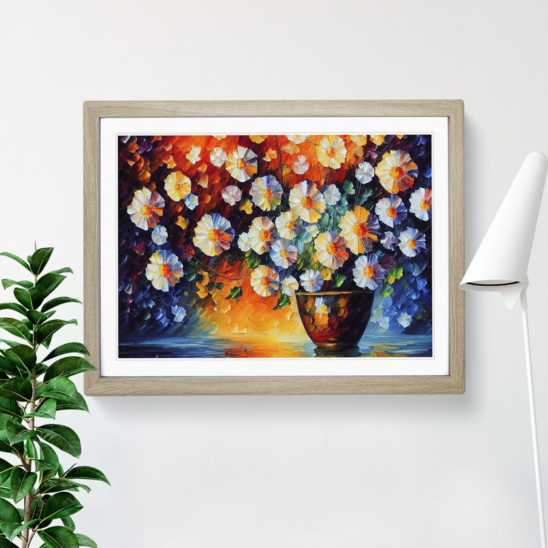 Assorted Flowers Painting Vol.5 Abstract - Single Picture Frame Print, 34cm H x 46cm W x 2cm D, Oak Framed