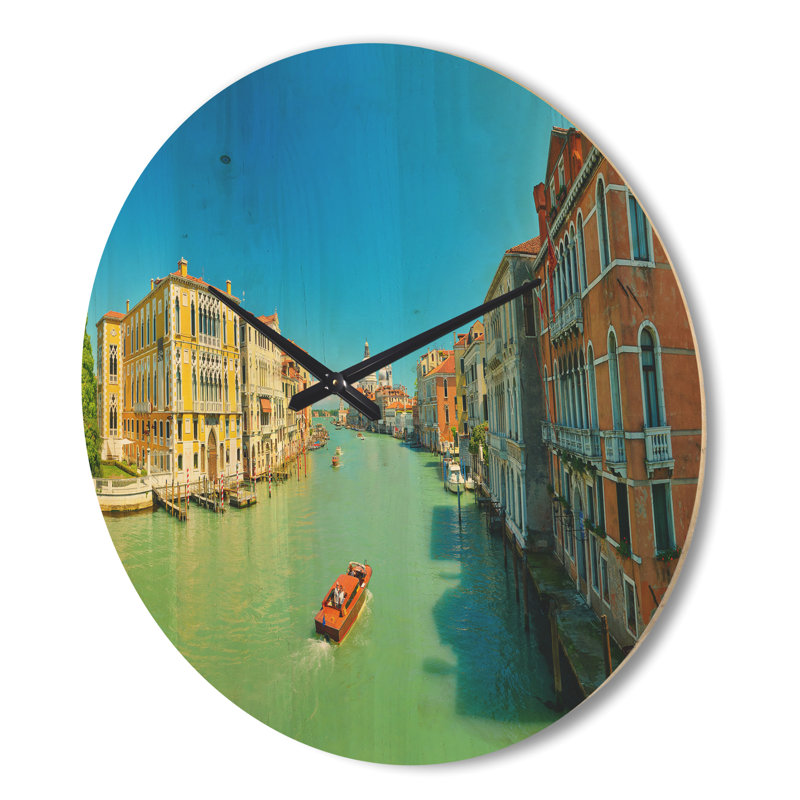 Horloge murale moderne en bois vert Grand Canal Venise, Grand
