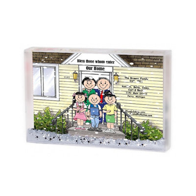Personalized Family Home, Couple - One Boy, Two Girls Snow Globe Frame Gift
