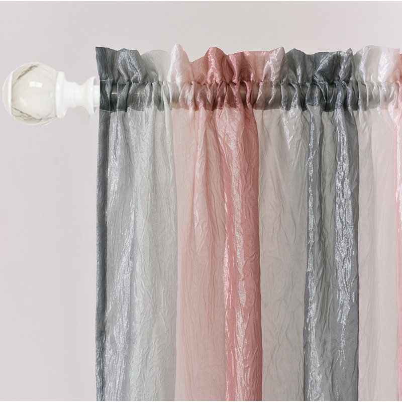 Velia Cotton Blend Sheer Curtain Single Panel, 50" W x 84" L, Blush