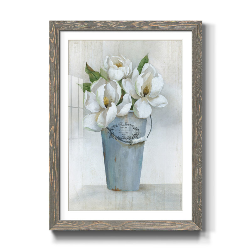 Fleuriste francais II - Cadre photo, reproduction d'art sur papier, H 31,5 po x l 23,5 po x P 1,5 po, gris
