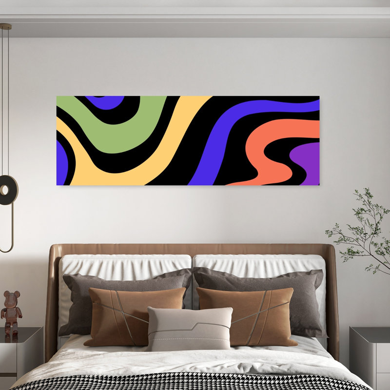 «Vibrant Wavy», art abstrait abstrait abstrait, forêt de lilas contemporaine, H 20 po x l 60 po