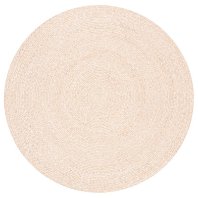 Round Wanneroo Hand-Woven Flatweave Beige Area Rug