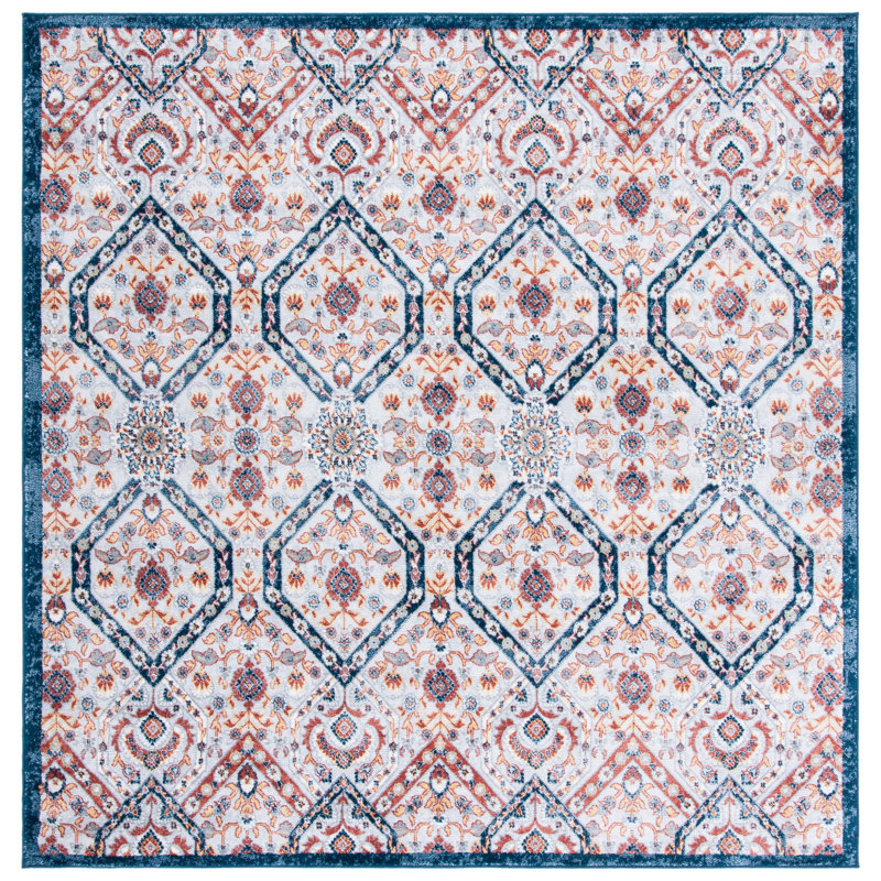 Holla Performance Damask Rug, Square 6'7"