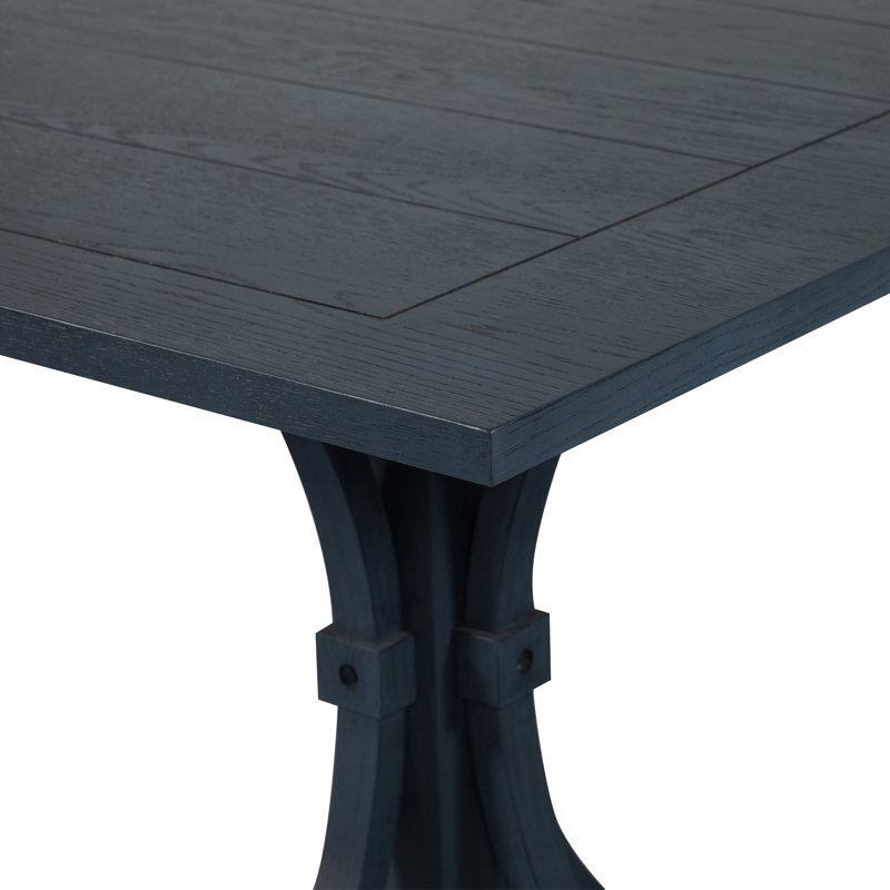 Table de salle à manger 60 "en bois massif, table de salle à manger rectangulaire pour 4 à 6 personnes, Blue