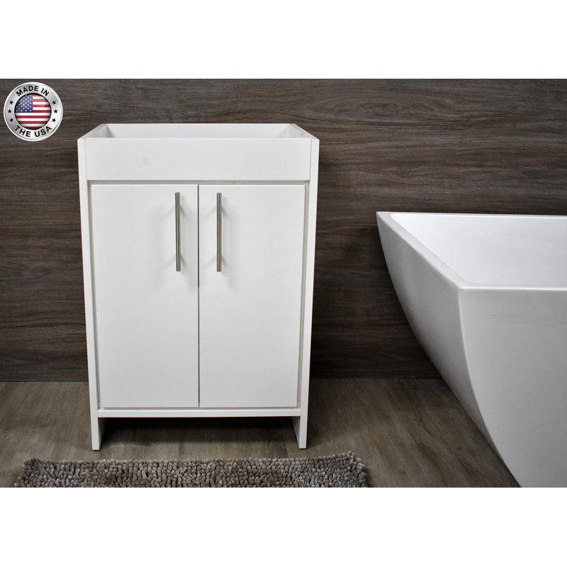 Base de meuble-lavabo simple 24 po Amrooti seulement, Blanc