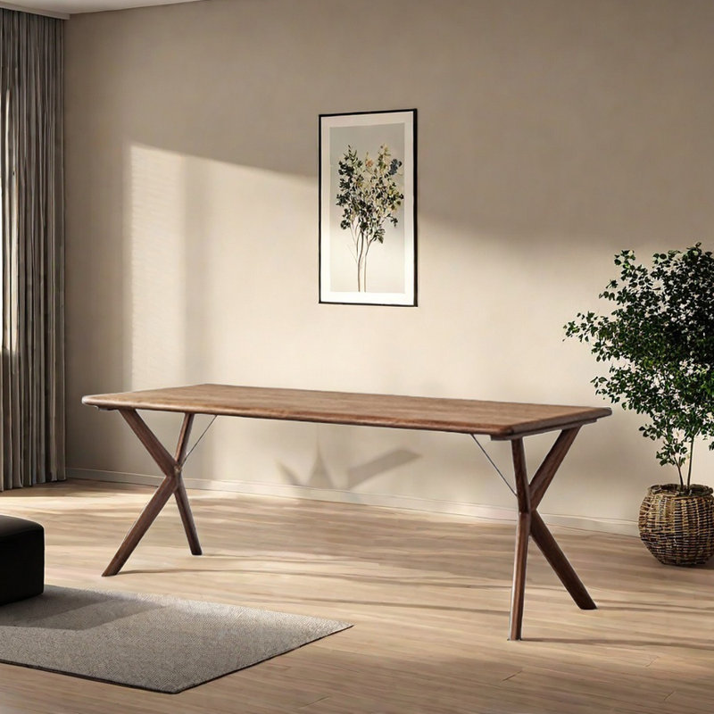 High Quality Durable Rectangular Walnut Table, 29.52"H x 78.74"L x 35.43"W