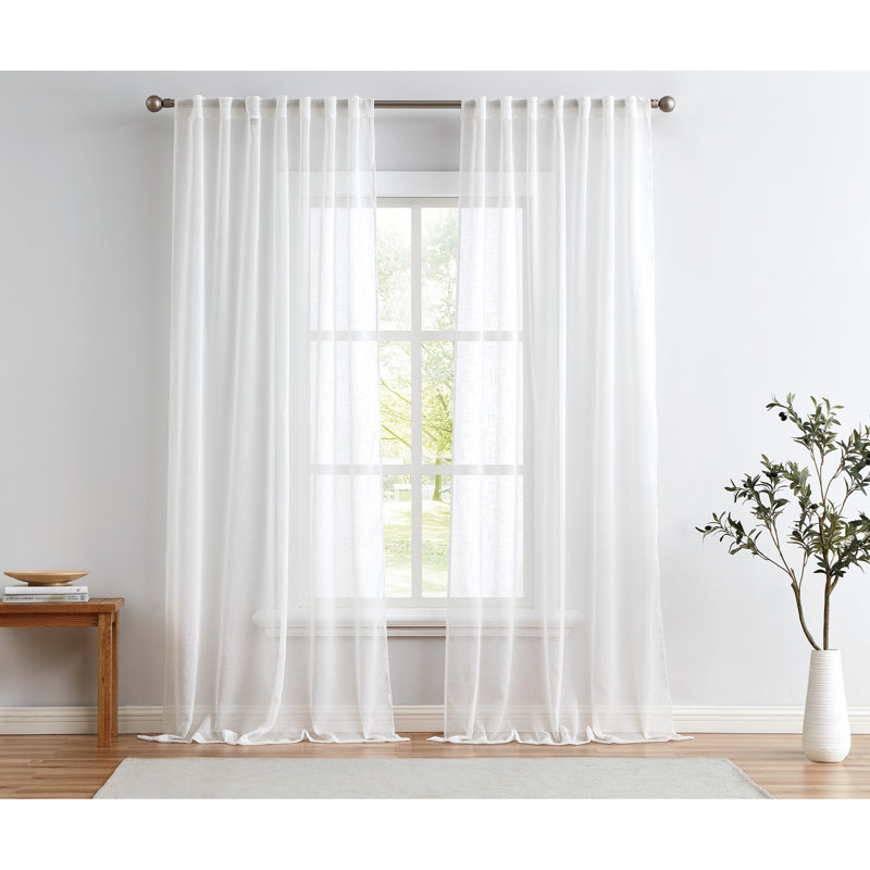 Sheer Curtain Pair, White, 50" W x 96" L