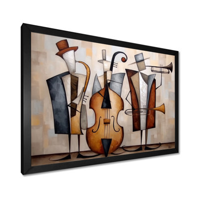 Abstract Jazz Band In New York City - Music Jazz Wall Art, Brown Vintage Canvas Print