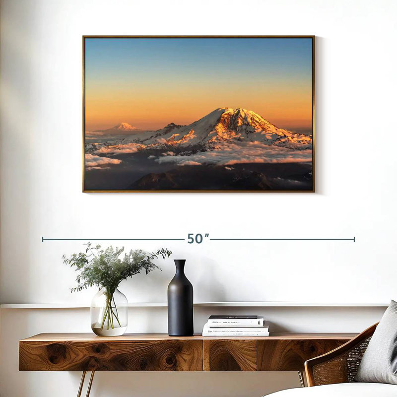 Winter Cascade Range, Floating Frame Gold, 37" X 25"