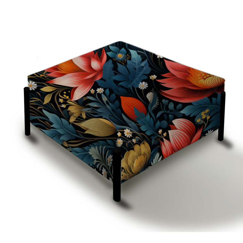 Tropical Jungle Red Floral Retreat - Grand repose-pieds carré floral