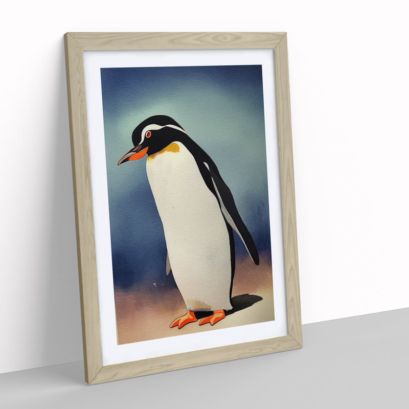 Penguin In Watercolour No.1 - Wall Art, 60cm H x 40cm W, No Matte, canvas/paper