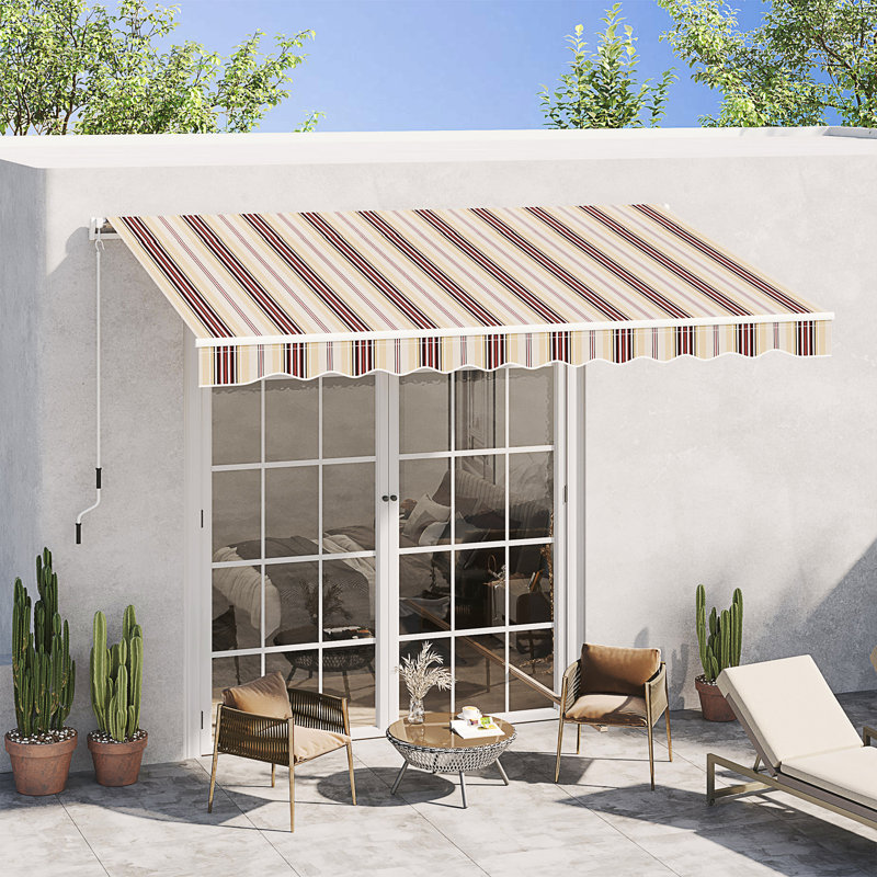 Outsunny 13' X 8' Retractable Awning, 156" W x 96" D, Multicolor
