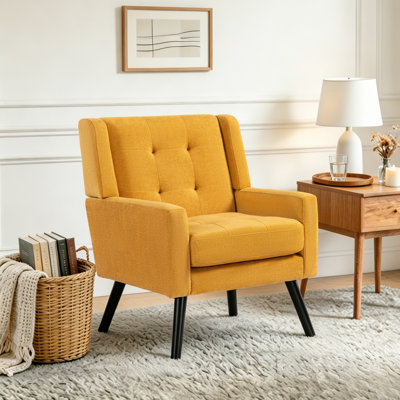 Tufted Upholstered Wide Back Armchair