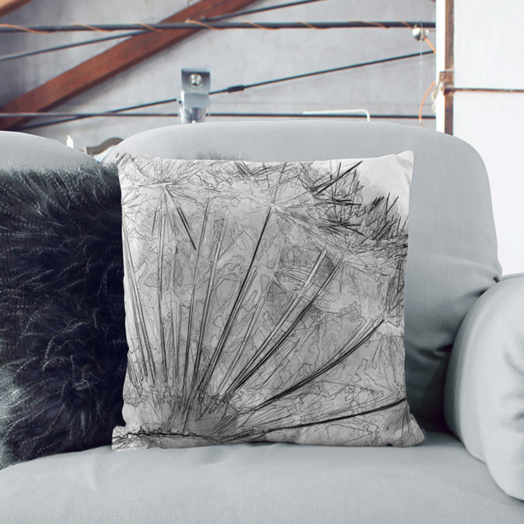 Dandelion Seed Sketch in Abstract Cushion with Filling