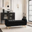 Banc rembourré en velours côtelé avec rangement 57 po-1333256153