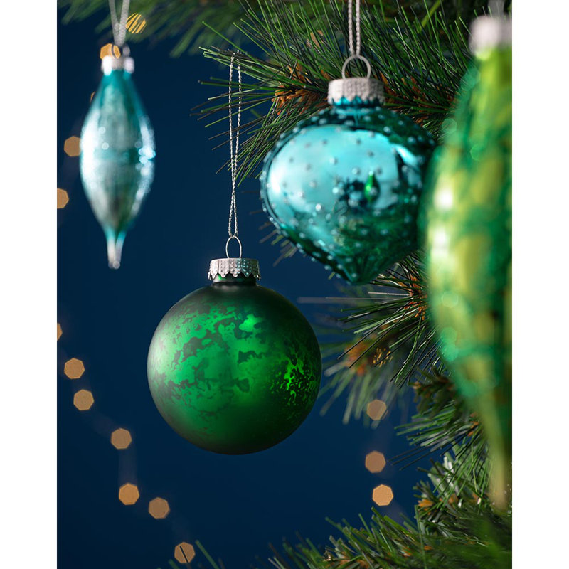 62.3cm Assorted Glass Bauble, Green/Teal