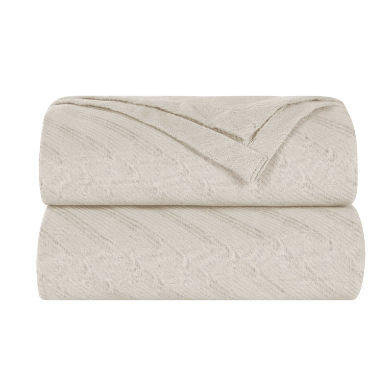 Jeté léger en coton tissé à motif jacquard Milan, Lit simple, Ivoire ivoire
