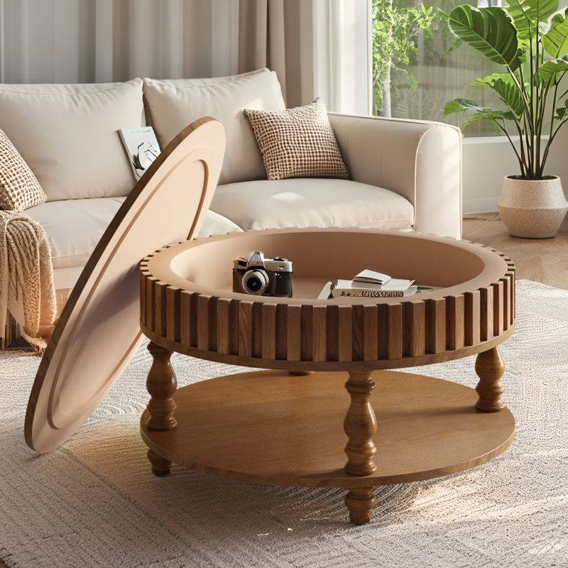 Table basse 31,5 "avec rangement rustique, Brun