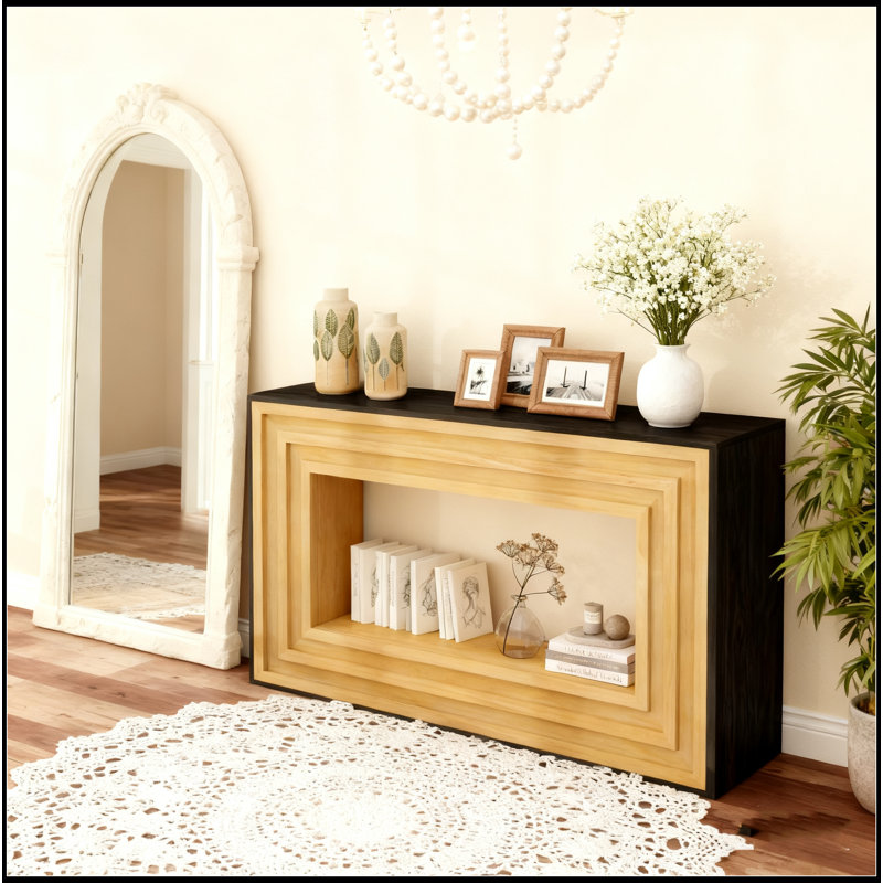 Contrast Console Table With Layered Wood Frame