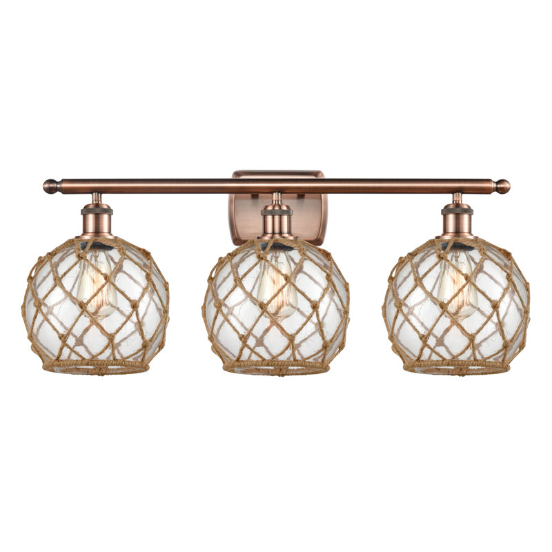 Éclairage pour salle de bain 3 lumières à intensité variable Appling, Ampoule incandescente rétro de 60 watts, Clair/Brun