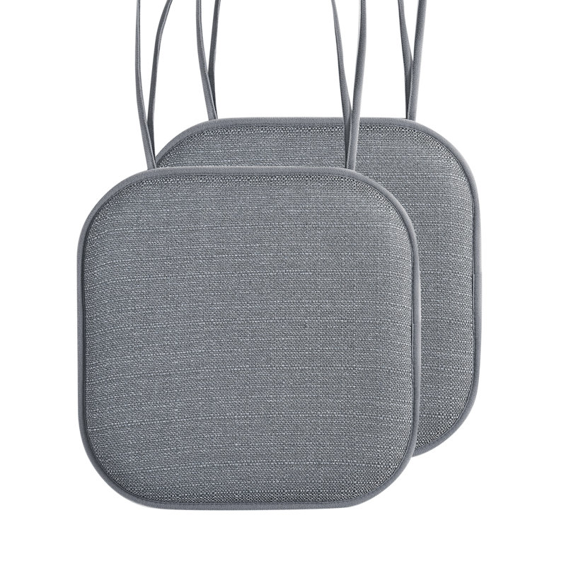 Elegant Comfort Chair Cushion Covers With Ties And Non Skid Rubber Backing-Thick Memory Foam - Soft Cushion Pad- Rounded Square Seat Cover-16 X 16 Inches- Honeycomb Textured Pattern, Set Of 2