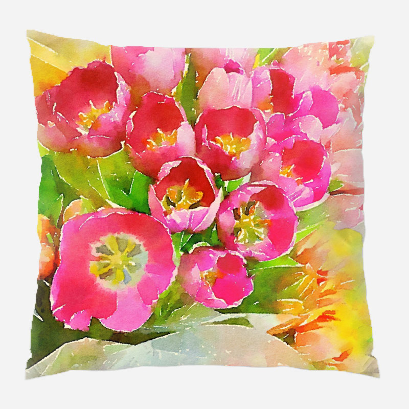 Coussin de tulipes s Alejo, Microsuède, Intérieur