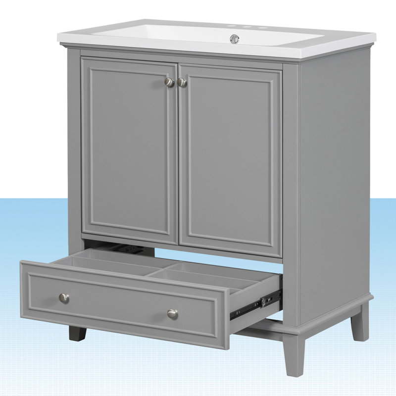 Meuble-lavabo simple 30 po avec comptoir, Gris