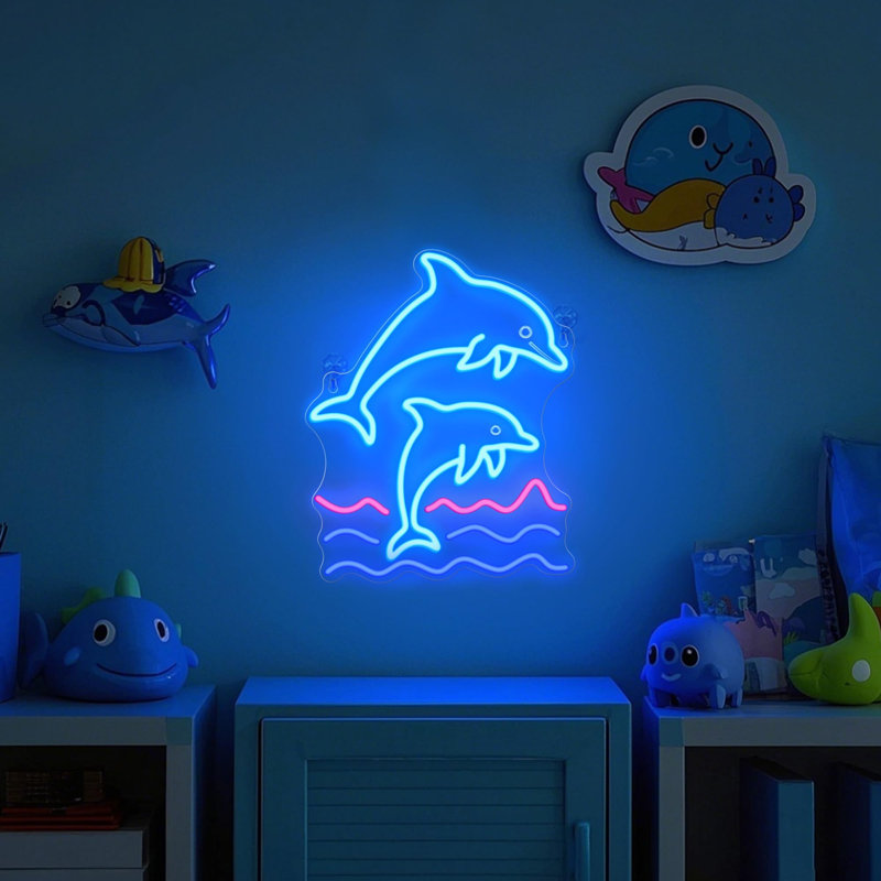 Enseigne lumineuse néon dauphin à intensité variable