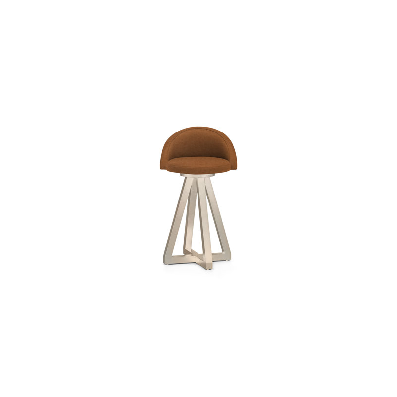 X2 Swivel Upholstered Counter Stool with Solid Wood Frame, Bleached White Oak, Saddle, No Ring