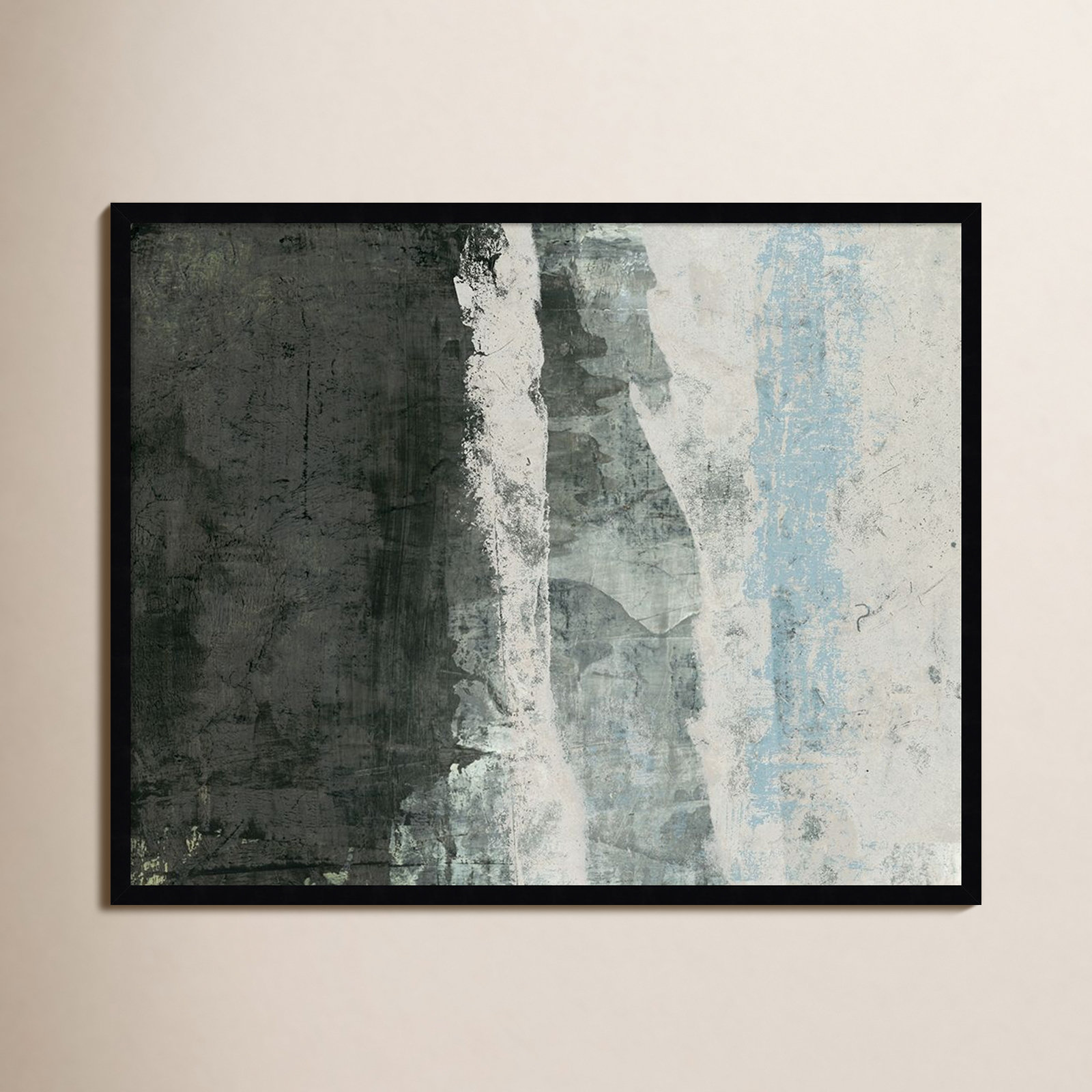 Fresno "Black and Grey and Blue II" Print, 27" H x 33" W, Black