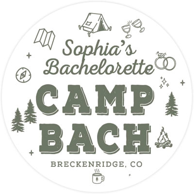Custom Camp Bach Bachelorette Stickers Green Camping Girls Trip Hangover Kit Labels 40 Pack