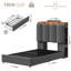 Structure de lit tapissier avec éclairage DEL, ports USB, casiers latéraux et 2 tiroirs de rangement sous le lit, lit plateforme gris moderne-59506793-59506792