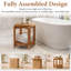 Tabouret de douche rond à 2 niveaux avec tablette de rangement, banc de douche en bois de teck d'Indonesie entièrement assemblé pour salle de bain / extérieur