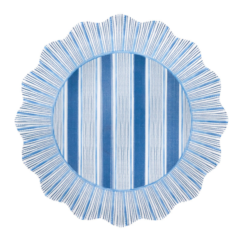 Cabana Stripe Melamine Dinner Plates, Seagrass/Ocean/Sunshine/Coral