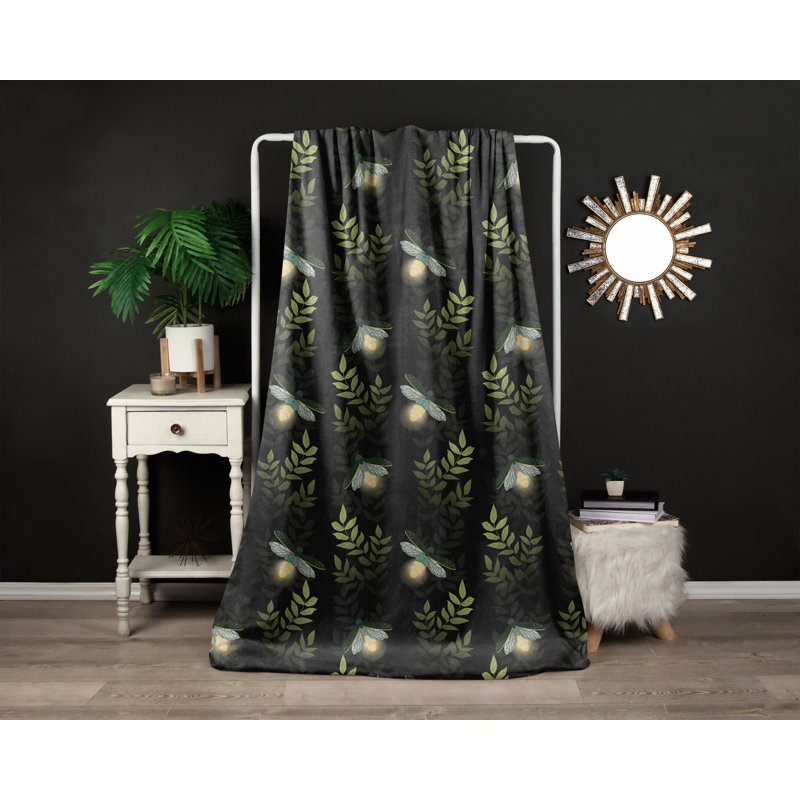 Jeté , L 51 po x L 60 po, Floral, Noir / Vert/ Gris
